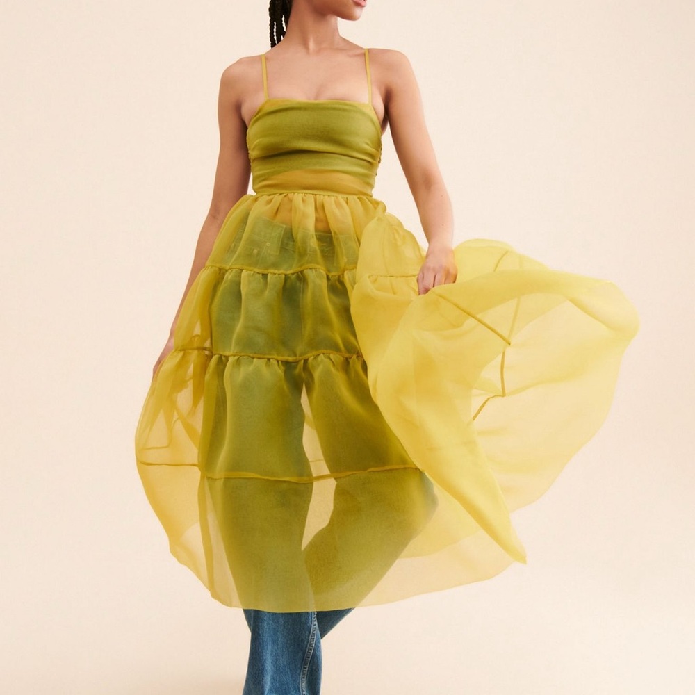 Sheer Tiered MIDI Dress